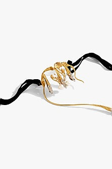 Two Tone Finish Baroque Pearl Choker Necklace