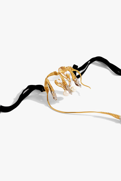 Two Tone Finish Baroque Pearl Choker Necklace