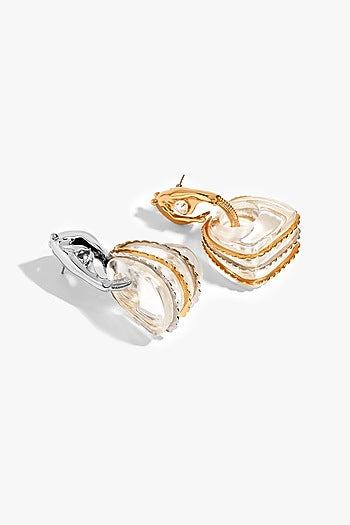 Two Tone Finish Resin Stud Earrings