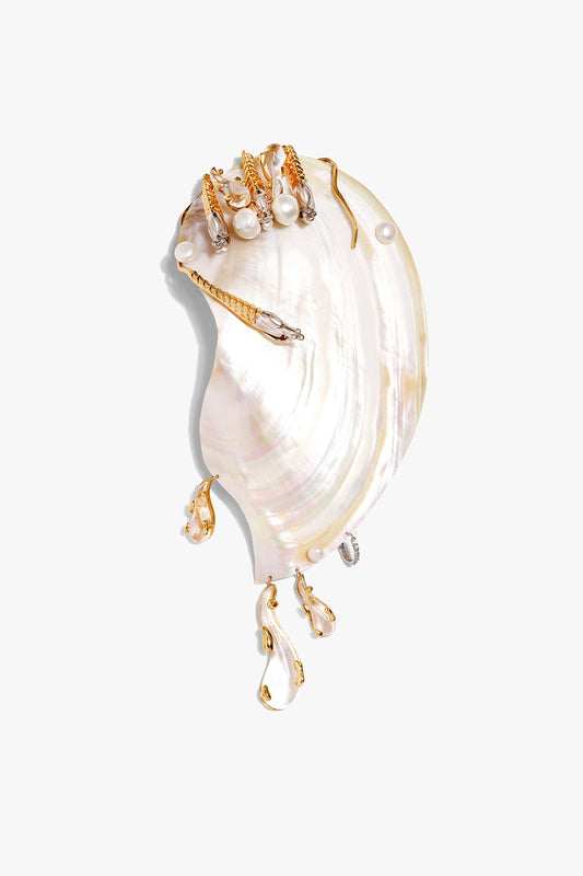 Gold Plated Mother Of Pearl Brooch