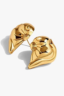 Gold Plated Bug Head Stud Earrings
