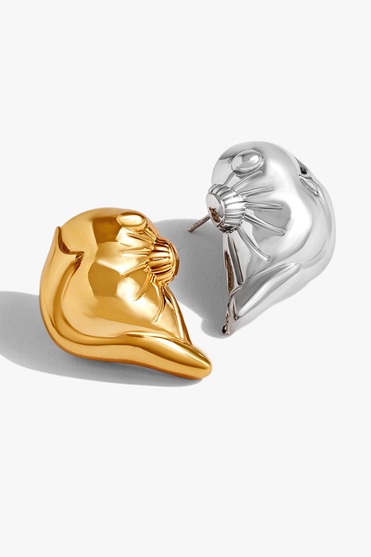 Two Tone Finish Brass Stud Earrings