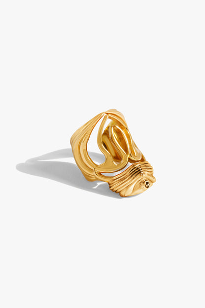 Two Tone Finish Bug Head Statement Ring