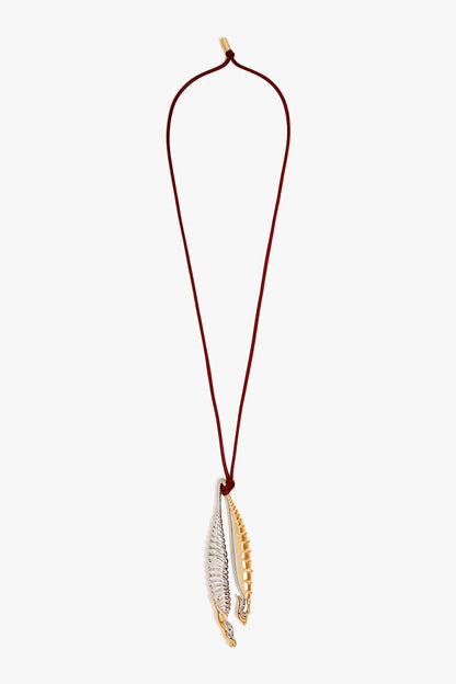 Two Tone Finish Brass Pendant Necklace