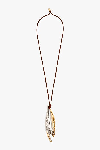 Two Tone Finish Brass Pendant Necklace