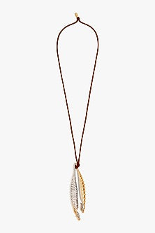 Two Tone Finish Brass Pendant Necklace
