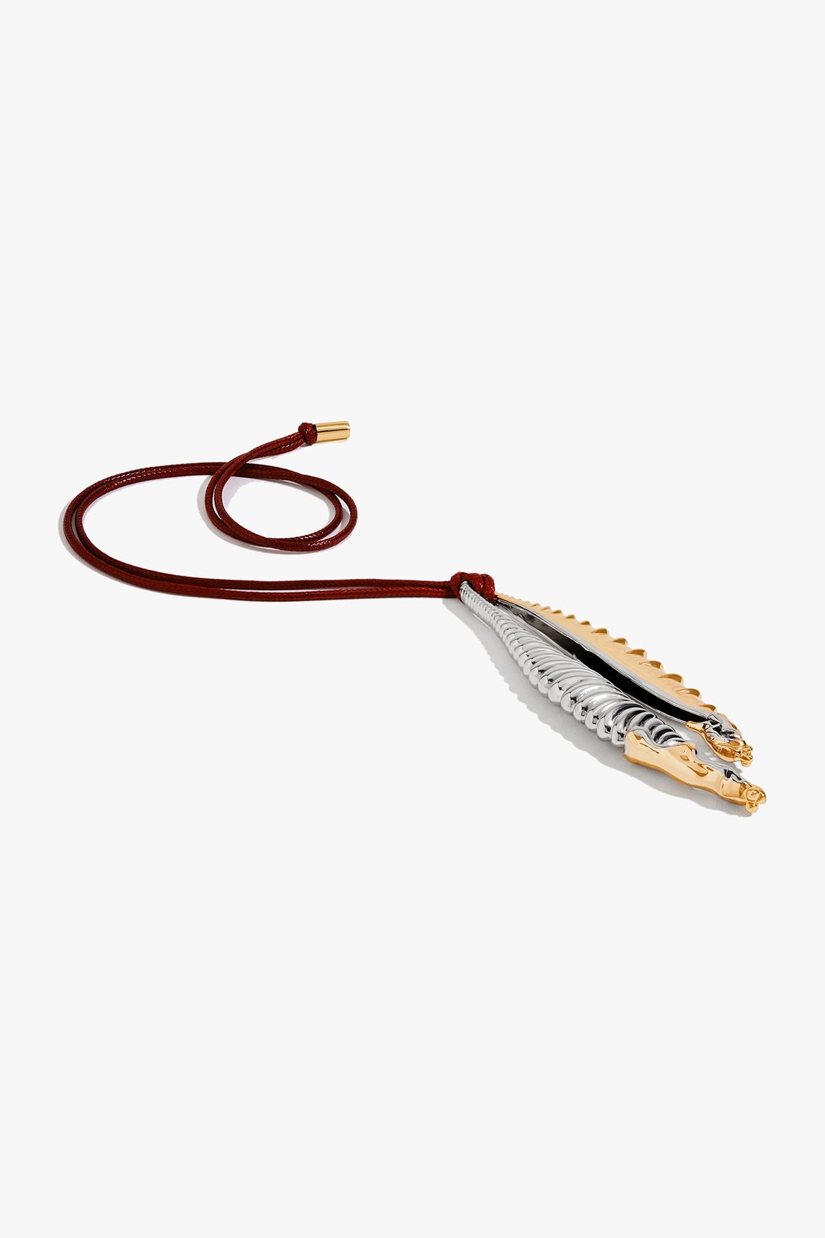 Two Tone Finish Brass Pendant Necklace