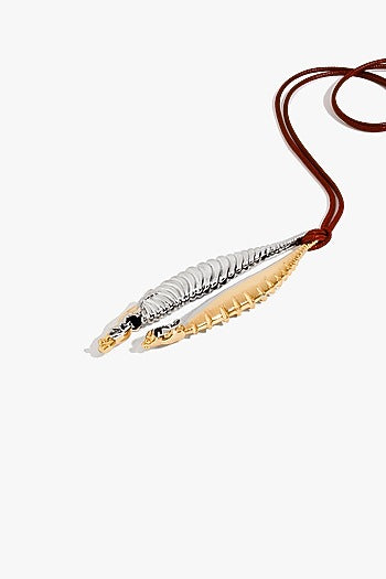 Two Tone Finish Brass Pendant Necklace