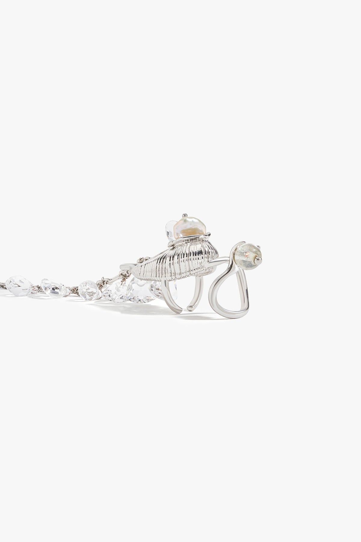 Silver Rhodium Plated Swarovski Crystal Nail Ring