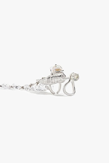Silver Rhodium Plated Swarovski Crystal Nail Ring