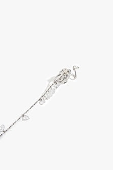 Silver Rhodium Plated Swarovski Crystal Nail Ring