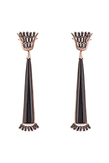 Matte Gold Plated Black Onyx Stone Handcrafted Earrings