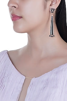 Matte Gold Plated Black Onyx Stone Handcrafted Earrings