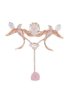 Matte Rose Gold Plated Swarovski & Ruby Red Stone Collar Pin