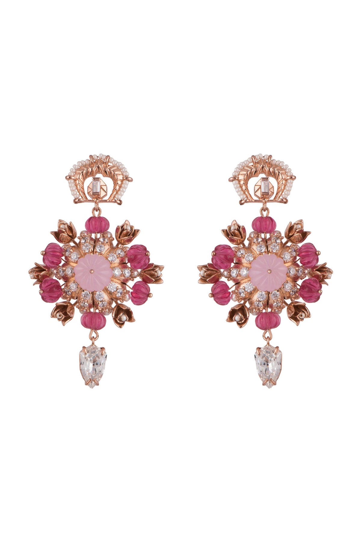 Matte Rose Gold Plated Crafted Earrings