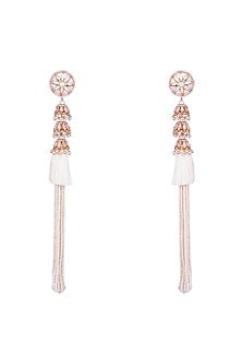 Matte Rose Gold Plated Long Earrings