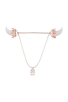 Matte Rose Gold Plated Crystal Chain Collar Pin