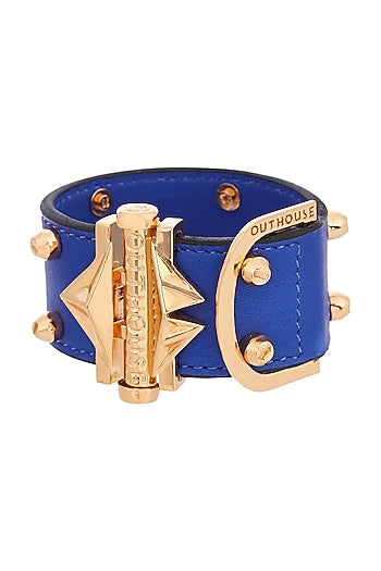 Gold Plated Leather Studded Bracelet