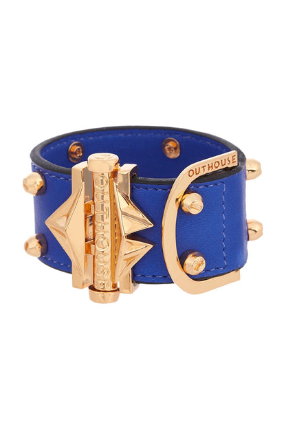 Gold Plated Leather Studded Bracelet