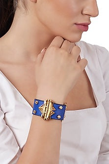 Gold Plated Leather Studded Bracelet