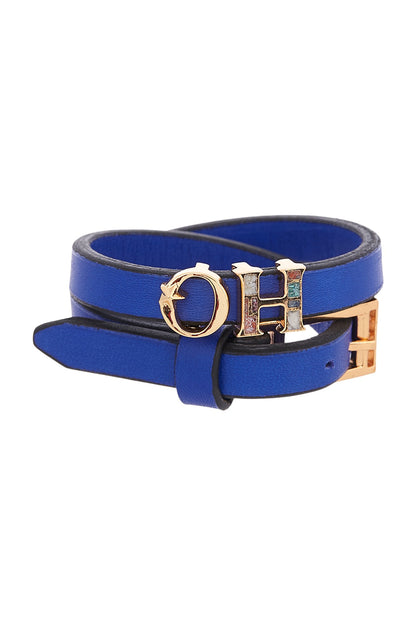 Gold Plated Leather OH Bracelet