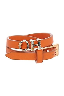 Gold Plated Leather Wrap Bracelet