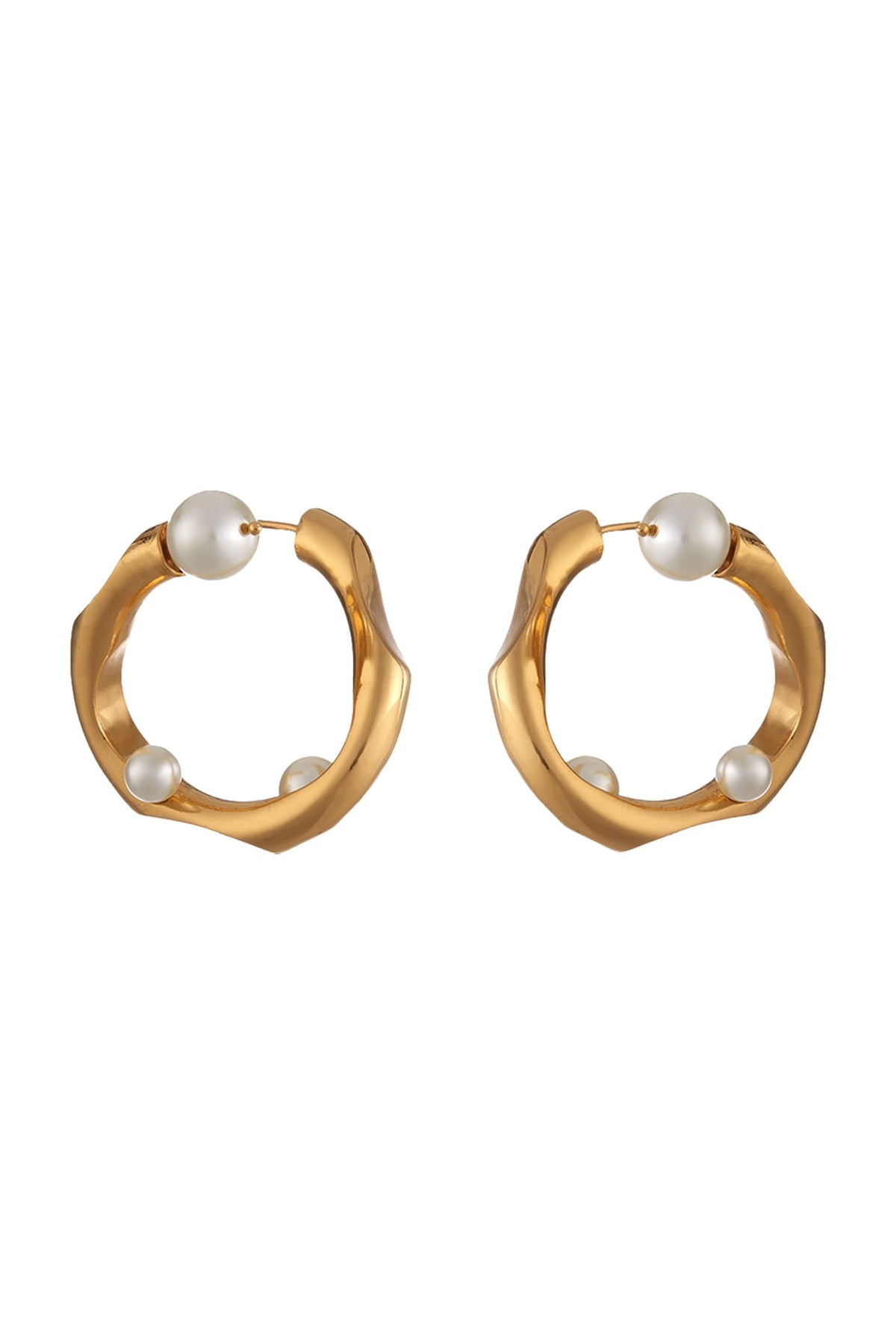 Gold Plated Pearl Hoop Earrings