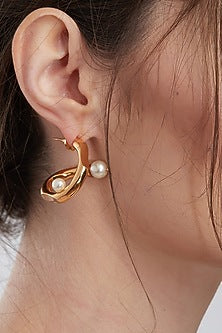 Gold Plated Pearl Hoop Earrings