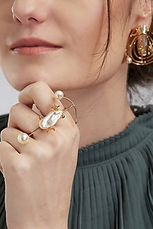 Gold Plated Baroque Pearl Ring