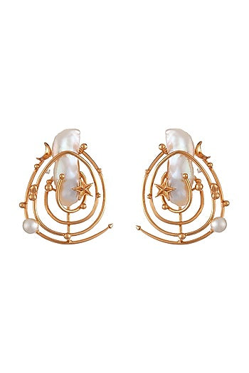 Gold Plated Pearl Stud Earrings