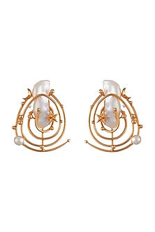 Gold Plated Pearl Stud Earrings