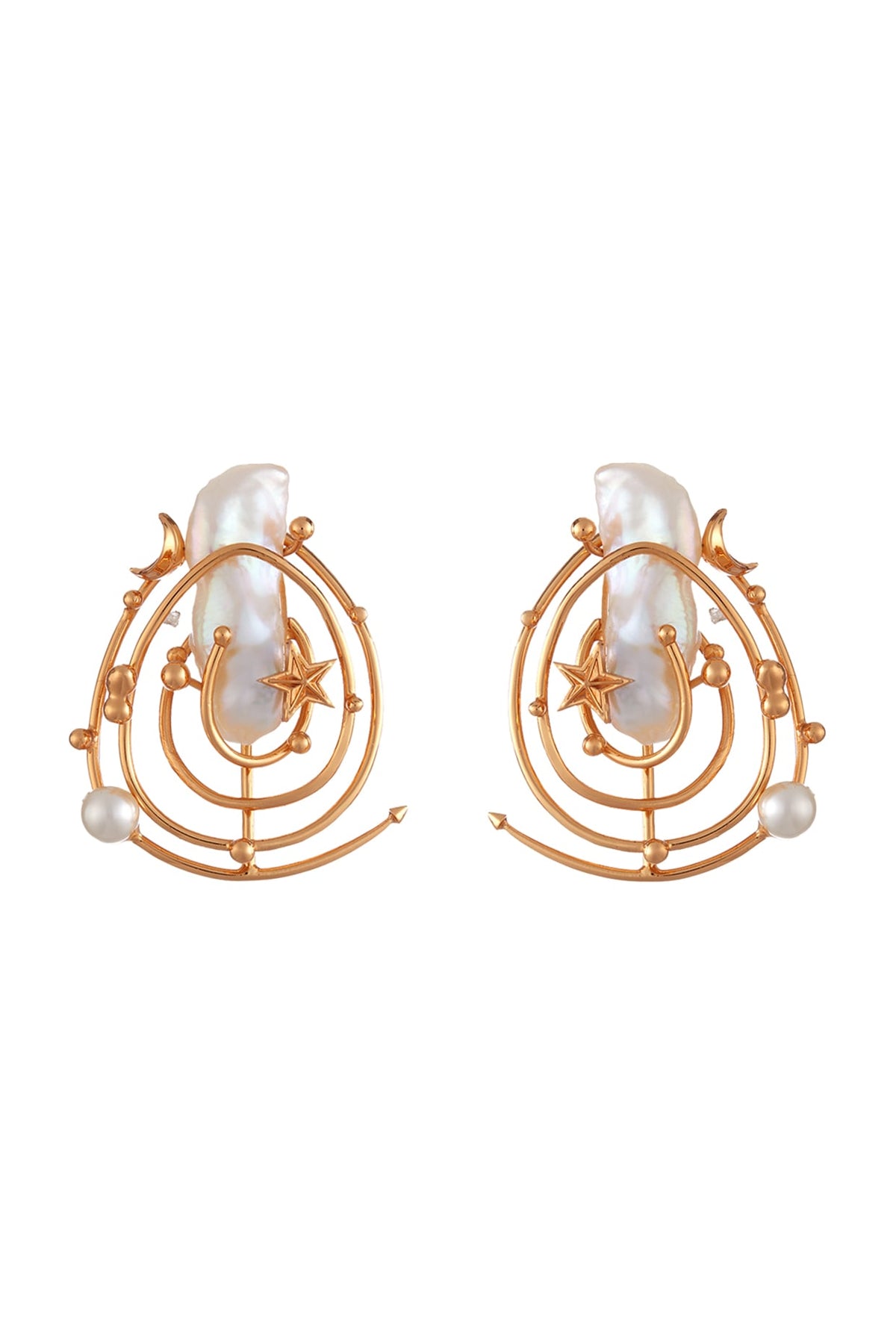 Gold Plated Pearl Stud Earrings