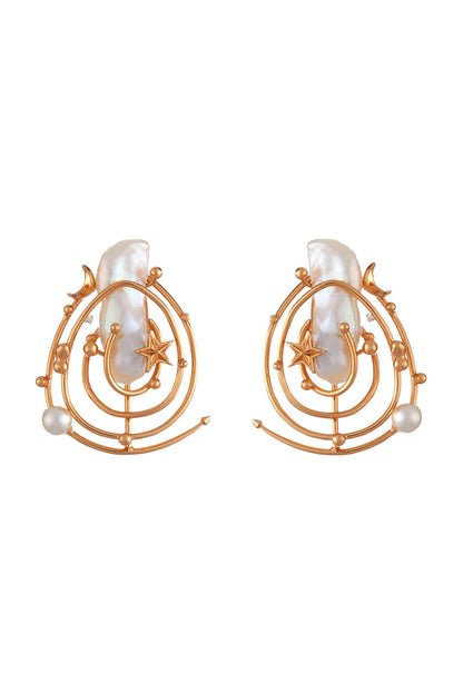 Gold Plated Pearl Stud Earrings