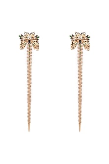 Gold Finish Crystal Earrings