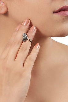 Gold Finish Handcrafted Crystal Midi Ring