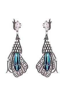 Gunmetal Finish Swarovski Crystals Handcrafted Stud Earings