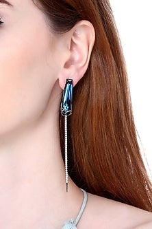 Gunmetal Finish Swarovski Crystals Handcrafted Earings