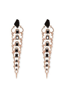 Rose Gold Finish Black Crystal Earings