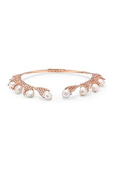 Rose Gold Finish Pearl Choker Necklace