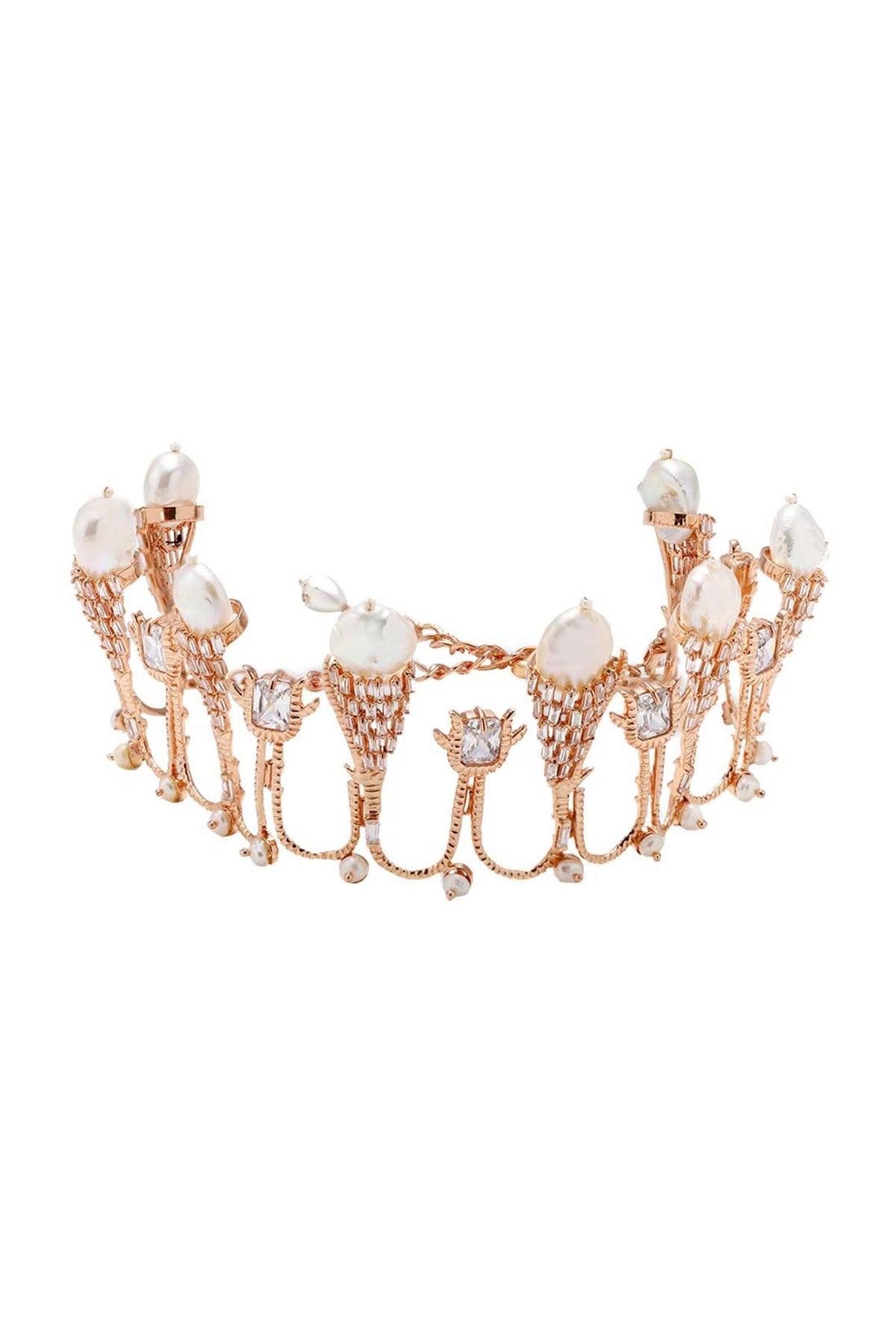 Rose Gold Plated Choker Necklace With Swarovski Stones