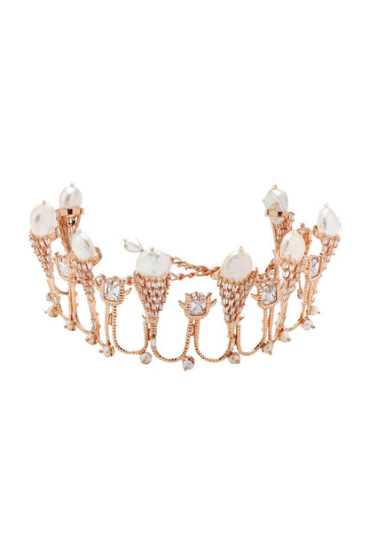 Rose Gold Plated Choker Necklace With Swarovski Stones