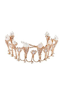 Rose Gold Plated Choker Necklace With Swarovski Stones