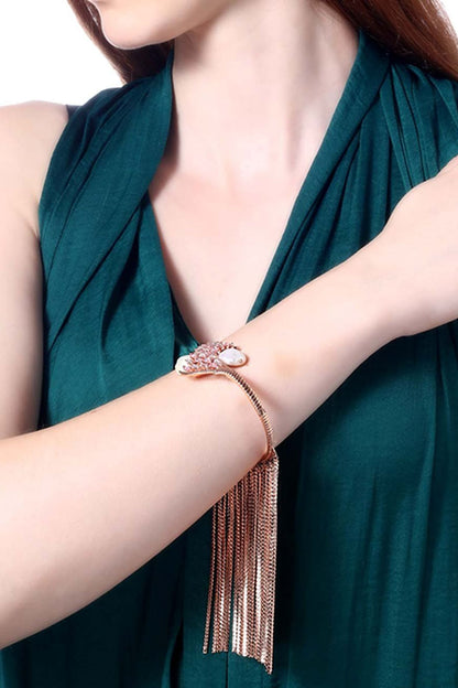 Rose Gold Plated Crystal & Pearl Handcrafted Bangle