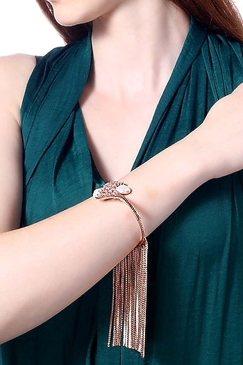 Rose Gold Plated Crystal & Pearl Handcrafted Bangle