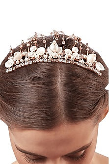 Rose Gold Plated Pearl & Sea Shell Crown