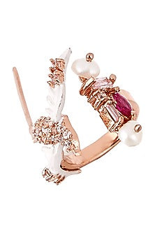 Rose Gold Plated Handcrafted Midi Ring With Swarovski Crystal