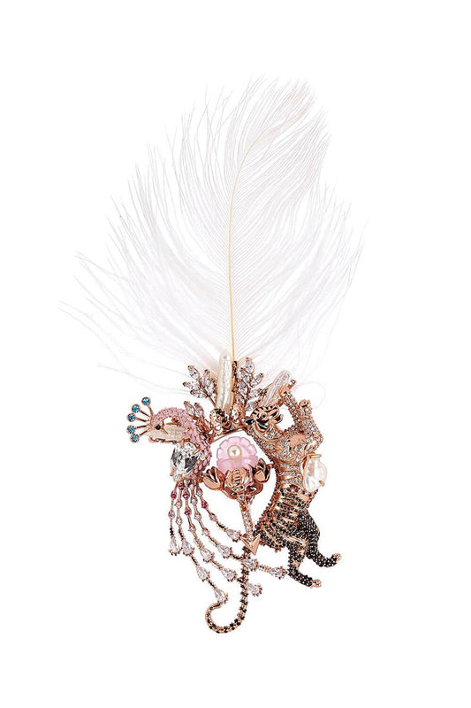 Rose Gold Plated Pearl & Swarovski Crystal Brooch