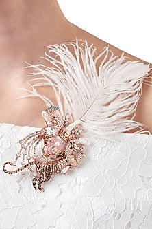 Rose Gold Plated Pearl & Swarovski Crystal Brooch
