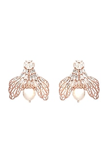 Rose Gold Plated Handcrafted Pearl Stud Earrings