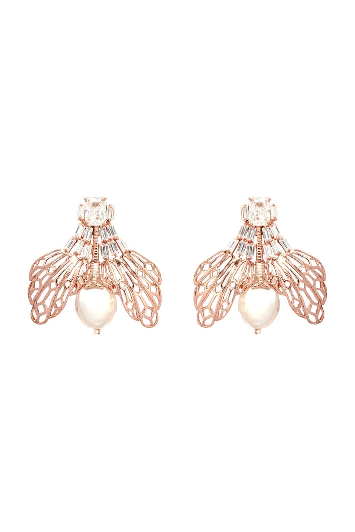 Rose Gold Plated Handcrafted Pearl Stud Earrings